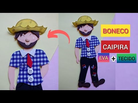 COMO FAZER BONECO CAIPIRA COM EVA E TECIDO #geruzaartes