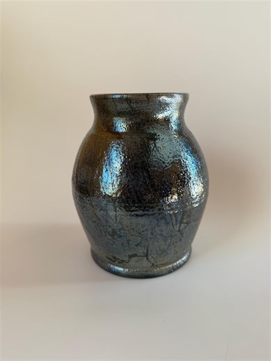Handcrafted Raku Pottery Vase – Metallic Glaze, Decorative Art Piece - Etsy