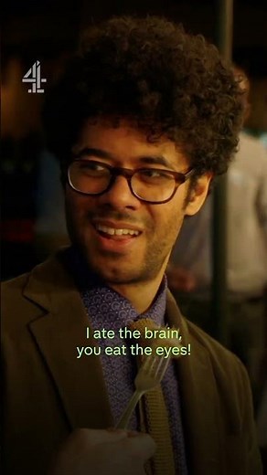 Stephen Mangan has a hard time convincing Richard Ayoade to try eating sheep's eye #TravelMan
