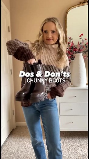 How to style chunky boots #chunkyboots #winterstyleinspo #chunkybootsideas #petitefashionblogger #stylingideas #casualstyle #bootsseason #4938 | Trendist APP - AI Wardrobe & Fashion Budget