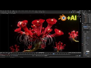 AI generated Alien flower 3d modelling and texturing in blender tutorial