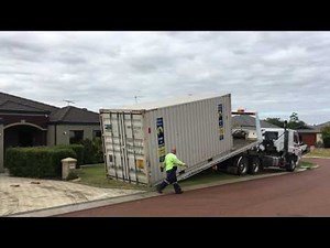 Container Removals Unload - Moving Container on Lawn