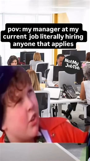 Not My Job TBH | Work Memes on Instagram: "pov: you say you’re understaffed and your job hires literally anyone who applies 😐📎 ✨ comment "noted" if this is your work life ✨ tag your work bestie ✨ follow for more relatable & funny work content #corporatehumor #workhumor #officeculture #relatablereels #notmyjobtbh"