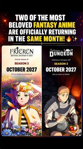 Frieren Season 3 & Dungeon Meshi S2 Confirmed! 🚨 #frieren #deliciousindungeon #anime