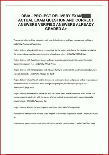 Dbia Project Delivery Exam Actual Exam Question And Correct video