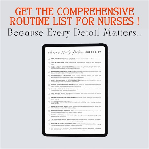 Printable Daily Nurse Routine List, Nursing to Do List, Shift Routine Checklist, Intern Student Nurse Planner, Caregiver Checklist, Diabetic - Etsy