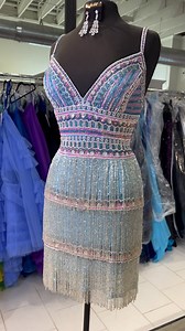 The cutest short prom dress! Jovani style 25926 Size 10 $483! #prom #promdress #shortpromdress #fringe #shortdress #jovani #jovanifashions #comeseeus #layaway #weship #faulkenberysmeridian | Shop Faulkenberys