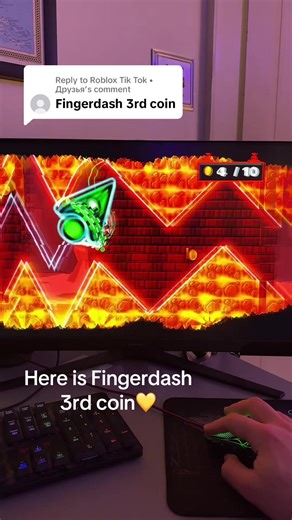 Replying to @Roblox Tik Tok • Друзья Since I get this comment on every Big Icon post… here is Fingerdash 3rd coin again. #geometrydash #fingerdash #robtop #gaming #wave