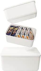 Yishyfier Plastic Storage Baskets Bins Boxes With Lids,Organizing Container White Storage Organizer Bins For Shelves Drawers Desktop Playroom Classroom Office,3-Pack(M+2S)