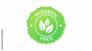 Green label paraben free. Symbol, sign. Organic, bio, eco symbol Natural product. Motion graphics.