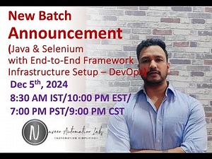 New Training/Boot Camp (Dec 5th): Selenium+Java+End to End Framework+ Infrastructure Setup(DevOps)