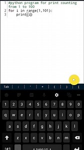 Program for print 1 to 100 counting in For loop in Python foundation exam#python#pythonforbeginners