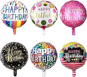 Sharlity Happy Birthday Foil Mylar Helium Balloon, 18" Round Foil Balloon, Pack of 30