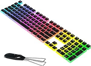 Manbasnake Pudding Keycaps Double Shot PBT Keycap Set with Translucent Layer,for 104 87 61 Keys RGB Backlit Mechanical Keyboards,OEM Profile,US Layout-Black