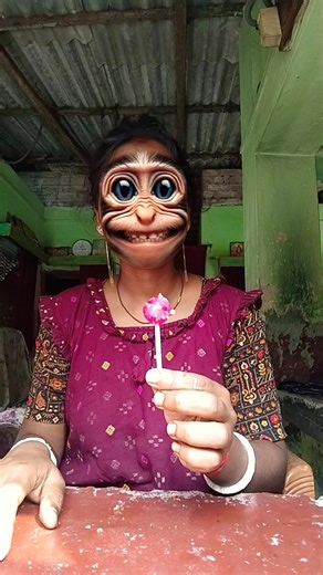 Baby Monkey Tastes a Lollipop... Then Bursts Into Laughter!🍡😱😄🥴#p72