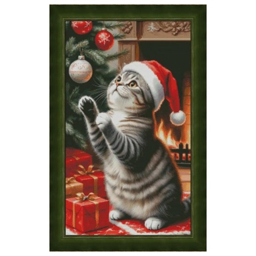 Christmas Cat Cross Stitch Pattern, Santa Hat Kitten & Xmas Tree X-stitch Design - Etsy