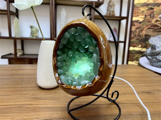 Green Aventurine Geode Lamp: Crystal Light Decor With USB - Etsy