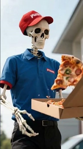 Funny Skeleton Pizza Delivery Animation 💀🍕 | Food Drops Fail#shorts #viral #comedy #skeleton #food