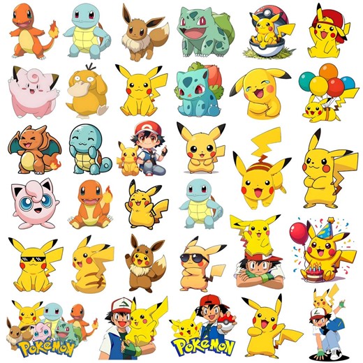 Pokemon Clipart PNG Bundle, Pikachu Character Images, Cartoon PNG Files, Transparent Background, Digital Download, Instant Download - Etsy