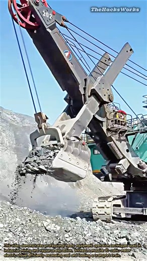 Giant Mining Shovel Loads Coal Train #heavyequipment #machinery #mining #operator #process