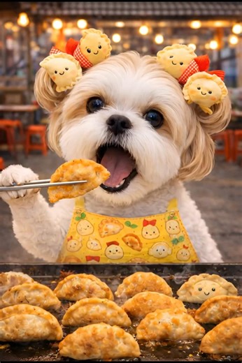 🥟🔥 군만두 지글지글… 철판에서 바로 집어 한입, 순이 오늘도 제대로 먹었다 🐶✨ | Fried Dumplings Mukbang