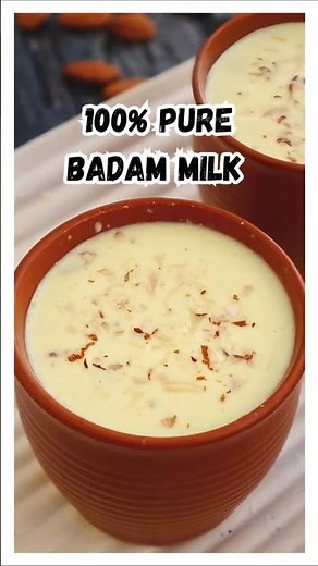 Secret for Thick Badam Milk 🤫100% pure badam milk recipe #telugurecipes #Shorts #badammilk #foodreel