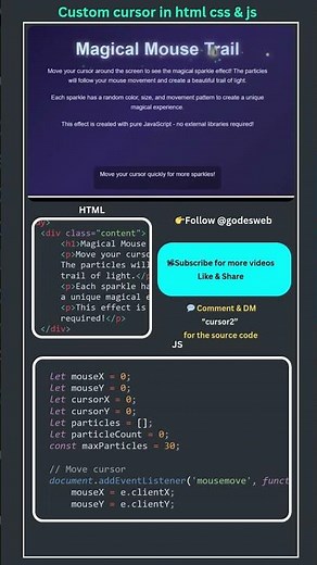 Custom Cursor Effect in HTML CSS & JavaScript ✨ | Mouse Trail Animation