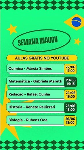Anota aí: Semana Inaugural chegando 💚