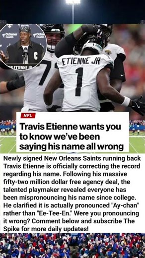Saints RB Travis Etienne Corrects His Name Pronunciation! 🏈 #Saints #TravisEtienne #NFL