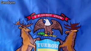 Michigan State Flag 3x5 FT Outdoor Heavy Duty – Embroidered State Seal with Elk, Moose & Eagle, 210D Durable Fabric, Brass Grommets, Quadruple Stitched Hem for House or Garden