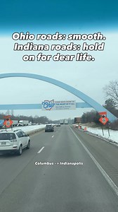 588K views · 2.7K reactions | Driving from Columbus to Indianapolis on I-70 West for the Big Ten Championship… and the SECOND you cross from Ohio into Indiana, the roads turn into a whole different experience  Ohio: smooth sailing. Indiana: “hope your suspension is ready.” If you’ve made this drive before, you know EXACTLY what I’m talking about  | Mitchell Bienvenue | Facebook
