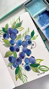 Andrea Nelson on Instagram: "This one is great if you’re a watercolor beginner, or even if you’re a pro! Supplies are my brand and are on my page Watercolor sketchbook 24 color essential palette Size 6 and 8 round brushes Fineliner pen in .6 #Easywatercolor #watercolorfruit #watercolortutorial"