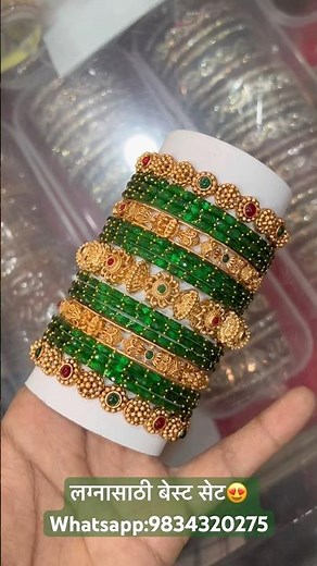 Beautiful Marathi Bridal Green Bangles #bridalbangles #marathiwedding #marathibride#shorts #short
