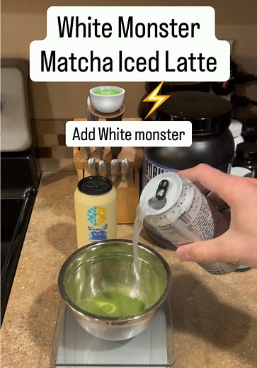 White Monster matcha latte 🤍🍵🔥 Why does this taste THIS good?? #whitemonster #matcha #energydrink #fyp #caffeinetok
