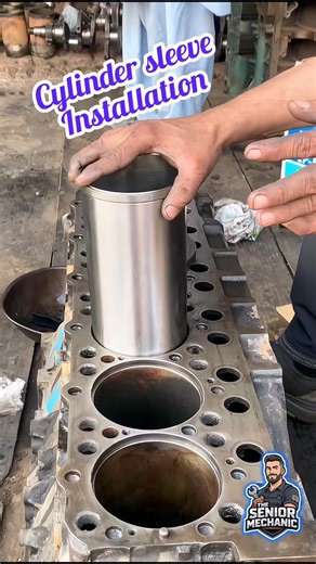 Diesel Engine Cylinder Sleeve Installation #engine #mechanic #sleeve #shorts #fyp #tools #repair #yt