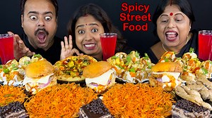 31K views · 1.6K reactions | Spicy Noodles, Dahi Puri, Burger, Cake, Pizza Street Food Eating Challenge Pause Challenge | Indian Eating Show | Facebook