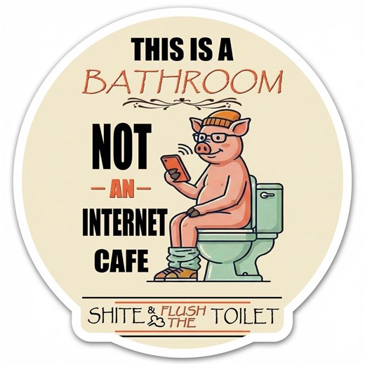 Funny Bathroom Stickers Digital Download, Toilet Humor Wall Decal, Bathroom Not Internet Cafe Sign, Printable Bathroom Decor - Etsy