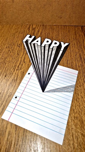 Amazing 3D "HAPPY" 😁 Real Illusion On Paper #3dart #3ddrawing #drawingtutorial #paperart #foryou