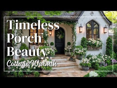 English Cottage Front Porch Ideas for Small Houses, Floral Layers with Refined Outdoor Warmth