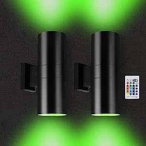 Up and Down Lights Outdoor, 96W RGBW Color Changing Wall Lights with RF Remote Controller for Garage,Front Door, Post, Patio, Terrace, Hallway, Porch