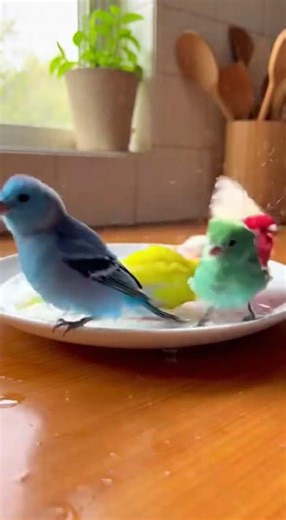 Cute birds having fun 🥺