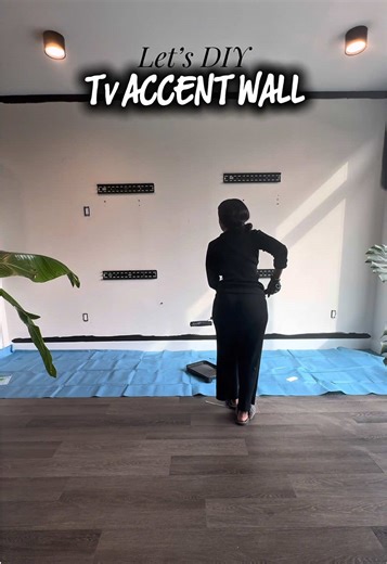 ✨DIY✨ Let’s create a tv accent wall in the living room! When in doubt go black ! Bae had a busy day so I handled the painting ! He came home just in time for us to set up our FOUR tv wall ! The Slat Wall Panels added a nice touch #diy #home #accentwall #fyp #fypシ