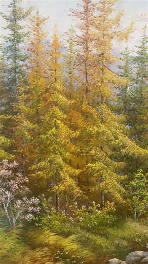 Beautiful Autumn Forest River Landscape Painting #painting #art #oilpainting