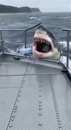 Massive Great White Shark Leaps on Ship and Spits Out Anchor