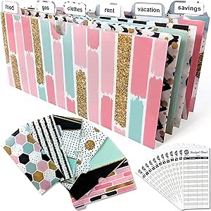 12 Tabbed Plastic Budget Envelopes for Horizontal Cash Envelope Wallet, Budget Planner Organizer Wallet, Cash Envelope System Wallet, Coupon Organizer, Financial Planner Cash Envelopes Budget Sheets