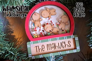 Family Snow Globe Gingerbread Shaker Ornament| Christmas SVG| Laser Cut Christmas Gingerbread| Glow Forge| Ornament SVG - Etsy