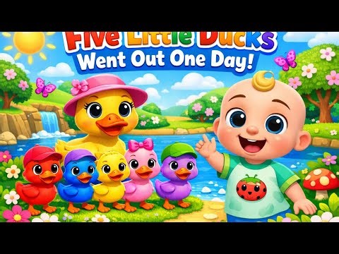 Five Little Ducks Went Out One Day | Nursery Rhymes & Kids Songs with Lyrics