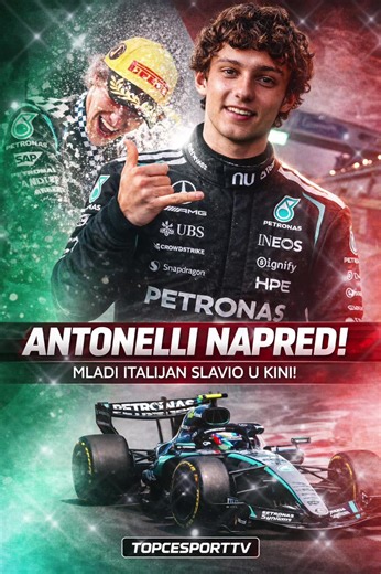 🏁 ISTORIJA U ŠANGAJU! Vozač Mercedesa Kimi Antoneli došao je do prve pobede u karijeri pošto je slavio na Velikoj nagradi Kine, drugoj trci ovogodišnjeg šampionata Formule 1. Antoneli je prvenac upisao na svojoj 26. trci u karijeri, samo dan nakon što je postao najmlađi osvajač pol pozicije u istoriji sa 19 godina i 201 danom. Ipak, nije postao najmlađi pobednik svih vremena – taj rekord i dalje drži Maks Ferstapen sa 18 godina i 228 dana. Trijumfom u Šangaju Antoneli je prekinuo post koji je t