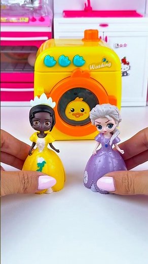 ASMR Unboxing Miniature Frozen Elsa and Washing Machine Toy | Satisfying #Shorts