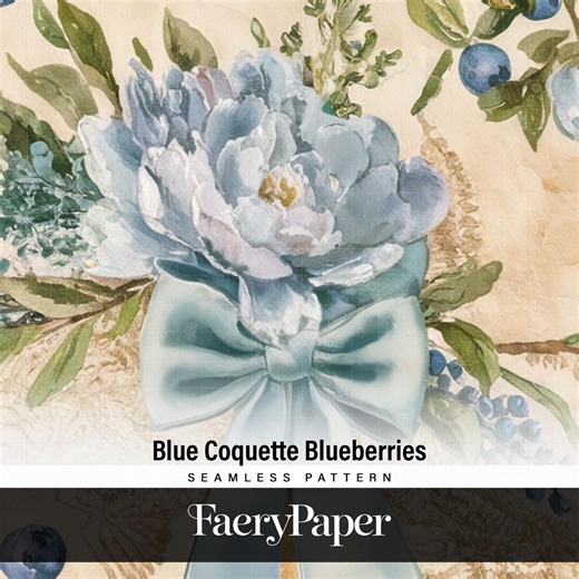 Seamless Pattern With a Blue Green Coquette Vibe - Digital Paper in 4 Sizes - Etsy